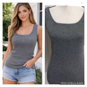 beautiful sleeveless silver knit top